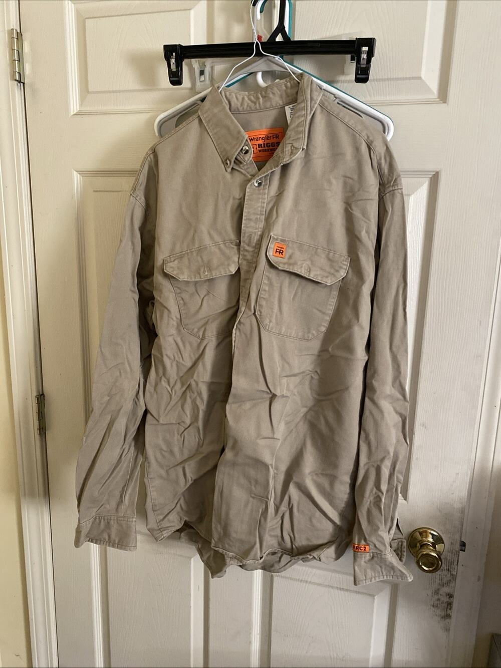 Wrangler Riggs Fr Beige Khaki Long Sleeve Size LT Tall